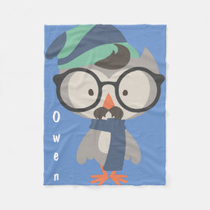 Cool Owl Babyヒップスターの男の子の氏 フリースブランケット
