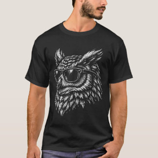 Cool owl bird with sunglasses vintage ink retro tシャツ