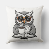 Cool Owl Reading With Coffee クッション (裏面)