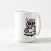 Cool Owl Reading With Coffee コーヒーマグカップ (正面右)