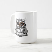 Cool Owl Reading With Coffee コーヒーマグカップ (正面左)