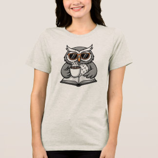 Cool Owl Reading With Coffee トライブレンドＴシャツ