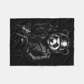 Cool Panda Punk Peace Sign Motorcycle  フリースブランケット (正面(横))