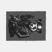 Cool Panda Punk Peace Sign Motorcycle  フリースブランケット (正面(横))