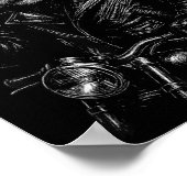 Cool Panda Punk Peace Sign Motorcycle  ポスター (角)