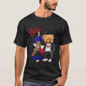 Cool Parisian Teddy Bear in Pari Eiffel Tower Outf Tシャツ (正面)