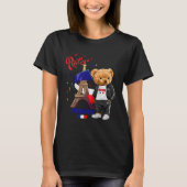 Cool Parisian Teddy Bear in Pari Eiffel Tower Outf Tシャツ (正面)