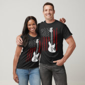 Cool Patriotic American Flag Bass Guitarist Guitar Tシャツ (ユニセックス)