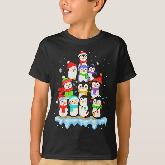 Cool Penguin Christmas Pajamas Shirt Boys, Penguin Tシャツ (正面)