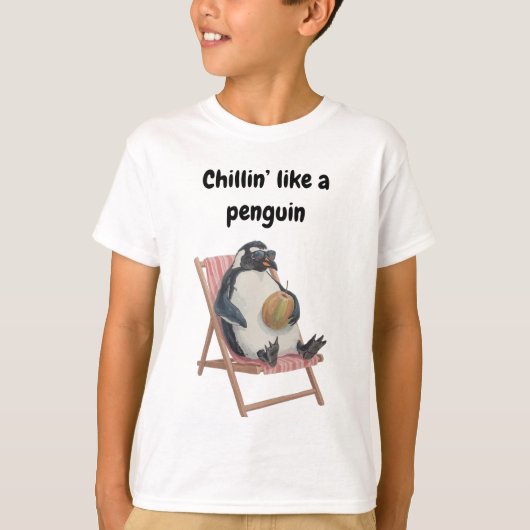 Cool Penguin Kids T-Shirt | Funny Summer Cartoon Tシャツ (正面)