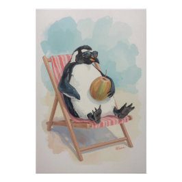 Cool Penguin Poster | Summer Cartoon Wall Art ポスター
