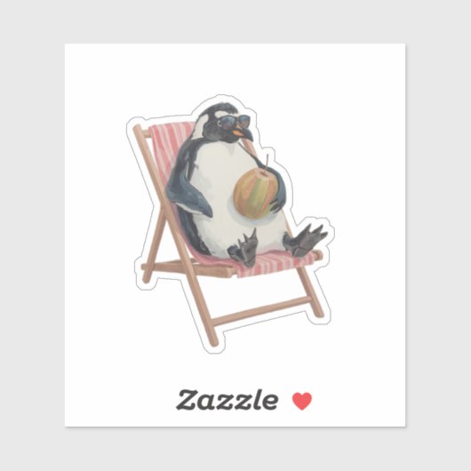 Cool Penguin Sticker | Cute Summer Scrapbook Decal シール (シート)