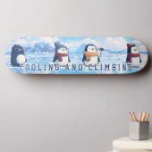 Cool Penguins Skateboarding in Snow Custom スケートボード