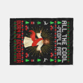 Cool People Are Born In December Christian Christm フリースブランケット (正面(横))