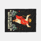 Cool People Are Born In December Christian Christm フリースブランケット (正面(横))