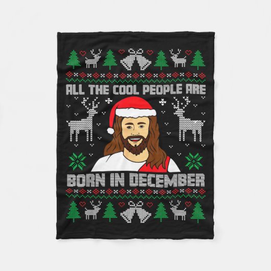 Cool People Are Born In December Christian Christm フリースブランケット (正面)