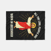 Cool People Are Born In December Christian Christm フリースブランケット (正面(横))