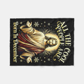 Cool People Are Born In December Christian Christm フリースブランケット (正面(横))