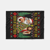 Cool People Are Born In December Christian Christm フリースブランケット (正面(横))