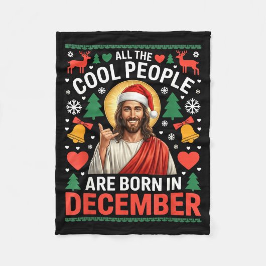 Cool People Are Born In December Christian Christm フリースブランケット (正面)
