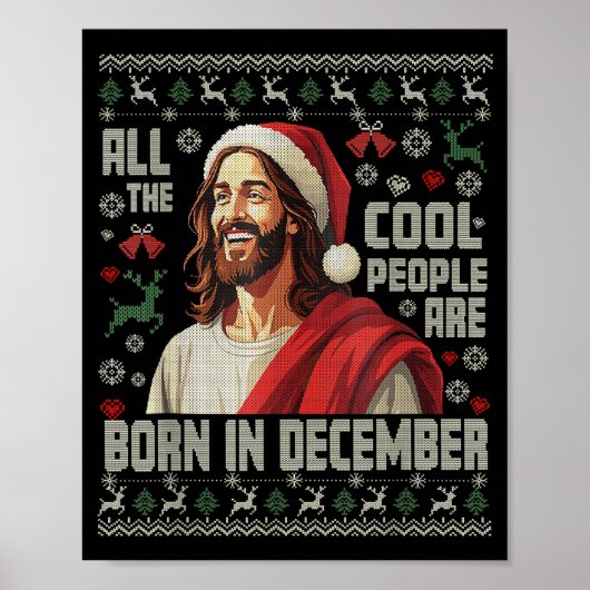 Cool People Are Born In December Christian Christm ポスター (正面)