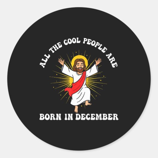Cool People Are Born In December Christian Christm ラウンドシール (正面)