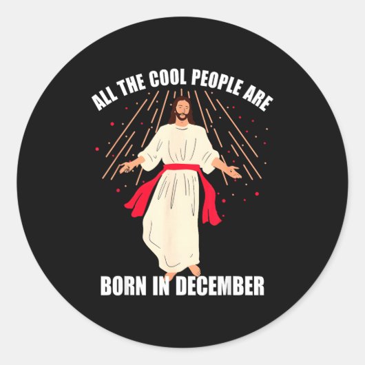 Cool People Are Born In December Christian Christm ラウンドシール (正面)