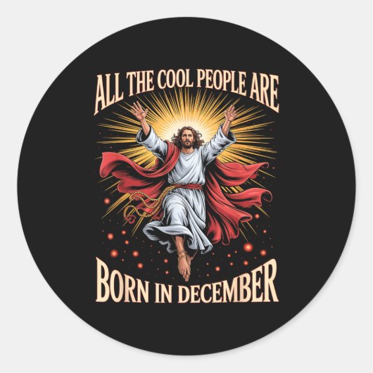 Cool People Are Born In December Christian Christm ラウンドシール (正面)