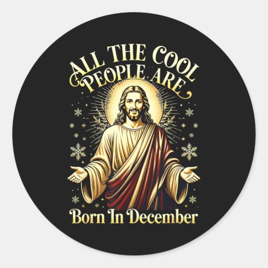 Cool People Are Born In December Christian Christm ラウンドシール (正面)