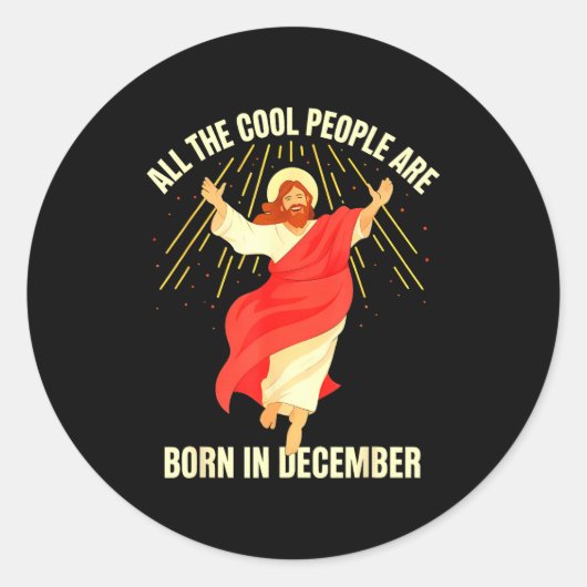 Cool People Are Born In December Christian Christm ラウンドシール (正面)