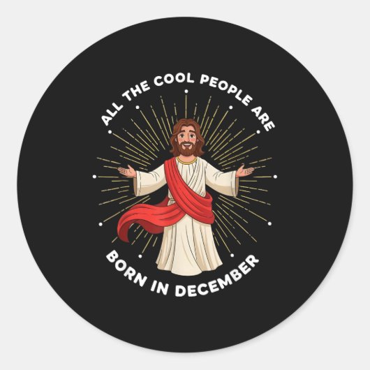 Cool People Are Born In December Christian Christm ラウンドシール (正面)