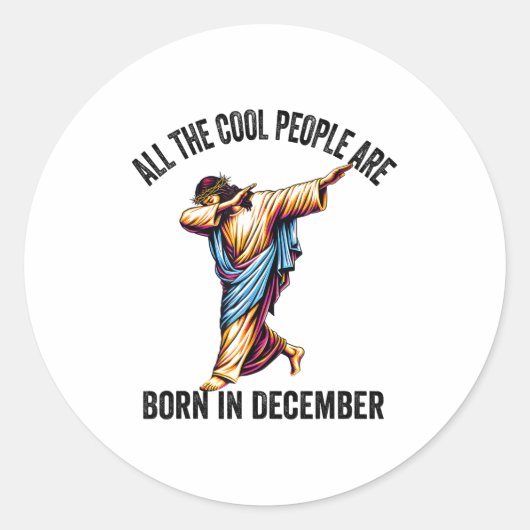 Cool People Are Born In December Christian Christm ラウンドシール (正面)