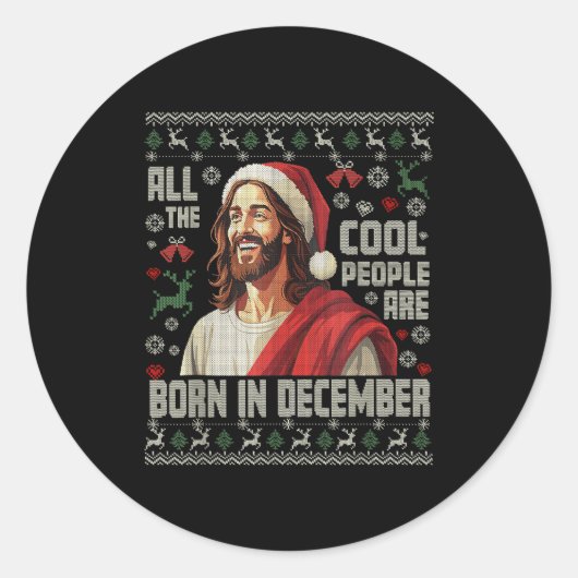 Cool People Are Born In December Christian Christm ラウンドシール (正面)