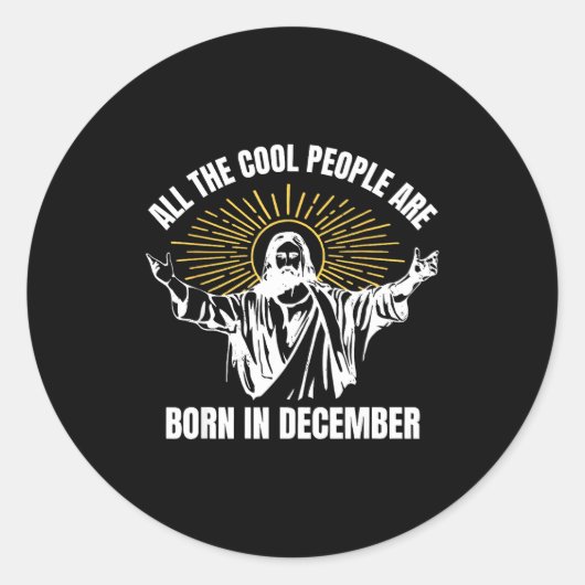 Cool People Are Born In December Christian Christm ラウンドシール (正面)