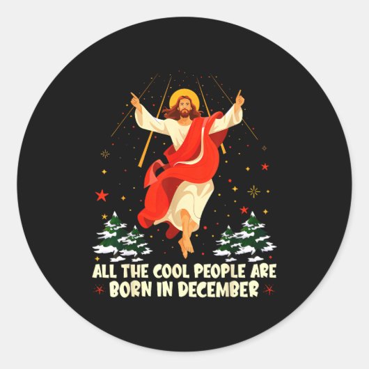 Cool People Are Born In December Christian Christm ラウンドシール (正面)