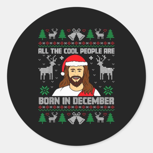Cool People Are Born In December Christian Christm ラウンドシール (正面)