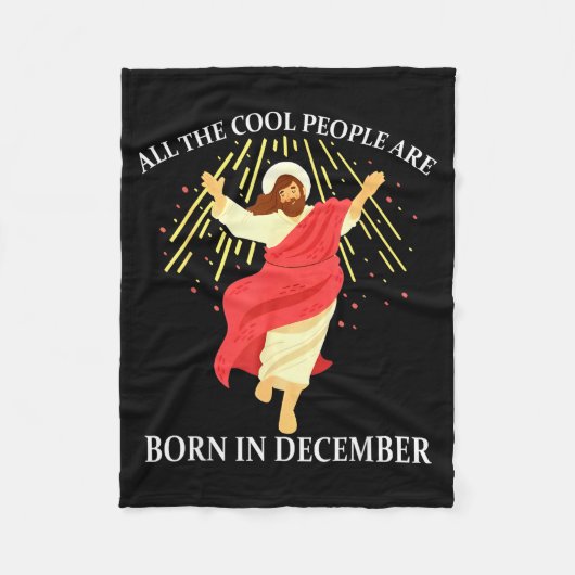 Cool People Are Born In December Christian Funny J フリースブランケット (正面)