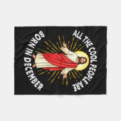 Cool People Are Born In December Christmas Christi フリースブランケット (正面(横))