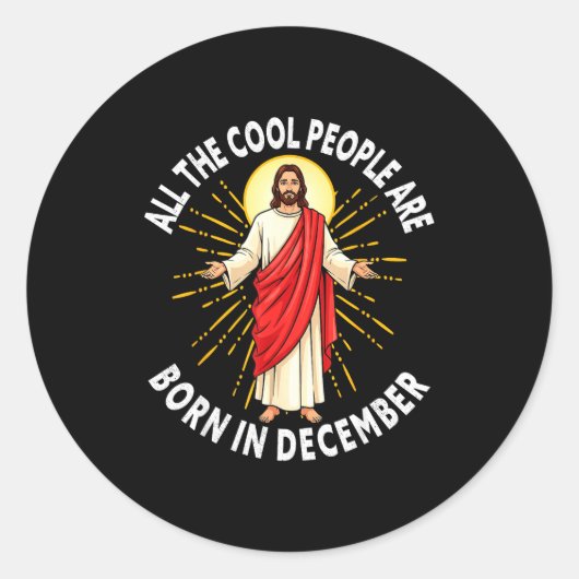 Cool People Are Born In December Christmas Christi ラウンドシール (正面)