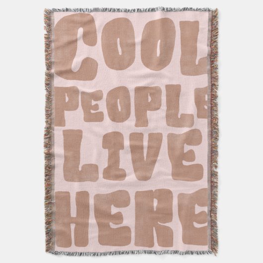 Cool People Live Here Boho Fringe Throw Blanket スローブランケット (正面縦)