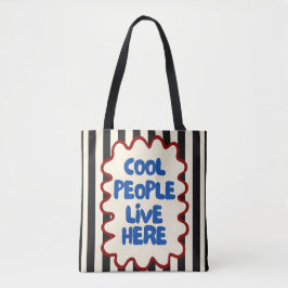Cool People Live Here Tote Bag | Fun Retro Quote トートバッグ