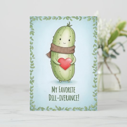 Cool Pickle Lover Dill With It funny pun gift サンキューカード (スタンド正面)