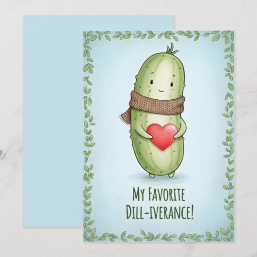 Cool Pickle Lover Dill With It funny pun gift サンキューカード (正面/裏面)