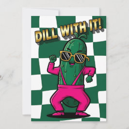Cool Pickle Lover Dill With It funny pun gift サンキューカード