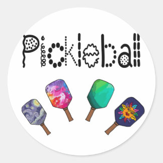 Cool Pickleball and Paddles Sports Art ラウンドシール