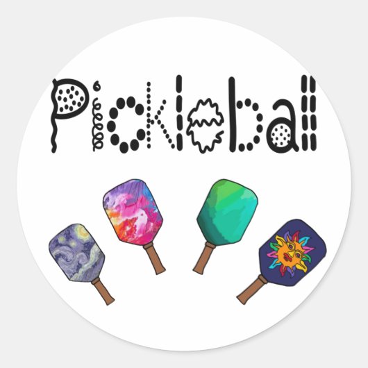 Cool Pickleball and Paddles Sports Art ラウンドシール (正面)