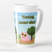 Cool Pig Cooler Vibes Cute Graphic Collection カフェラテマグ (右アングル)