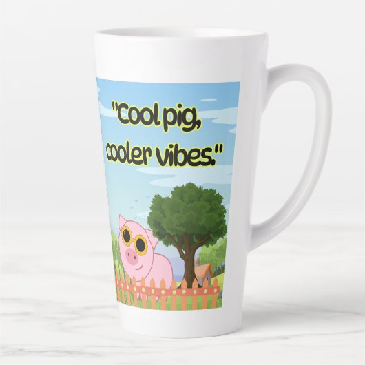 Cool Pig Cooler Vibes Cute Graphic Collection カフェラテマグ (右)