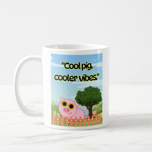 Cool Pig Cooler Vibes Cute Graphic Collection コーヒーマグカップ (左)