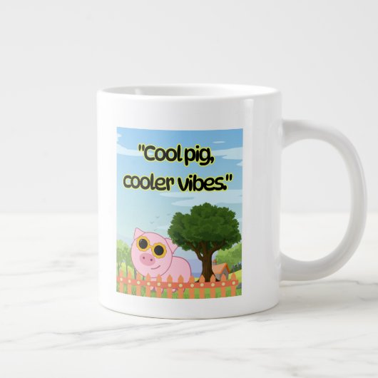Cool Pig Cooler Vibes Cute Graphic Collection ジャンボコーヒーマグカップ (右)